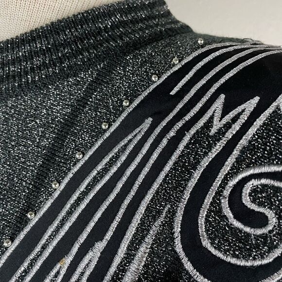 NWOT Terazzo Black and Metallic Silver Top Size M - Picture 5 of 7